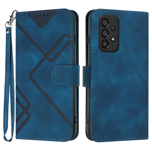 YX0040 For Samsung Galaxy A73 5G Anti-Dust PU Leather Cover Wallet Phone Stand Case with Imprinted Pattern - Sapphire - 1
