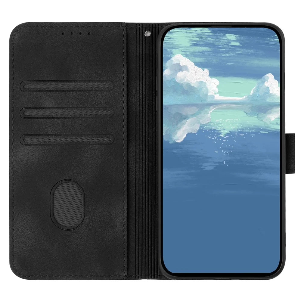 YX0040 For Samsung Galaxy M33 5G (Global Version) Wallet Phone Case Imprinted Pattern PU Leather Phone Stand Cover - Black - 2