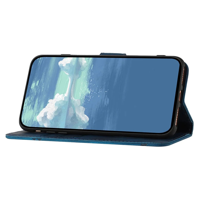 YX0040 Full Protection Case for Samsung Galaxy A14 5G / 4G Imprinted Pattern PU Leather Phone Cover Wallet - Sapphire - 3
