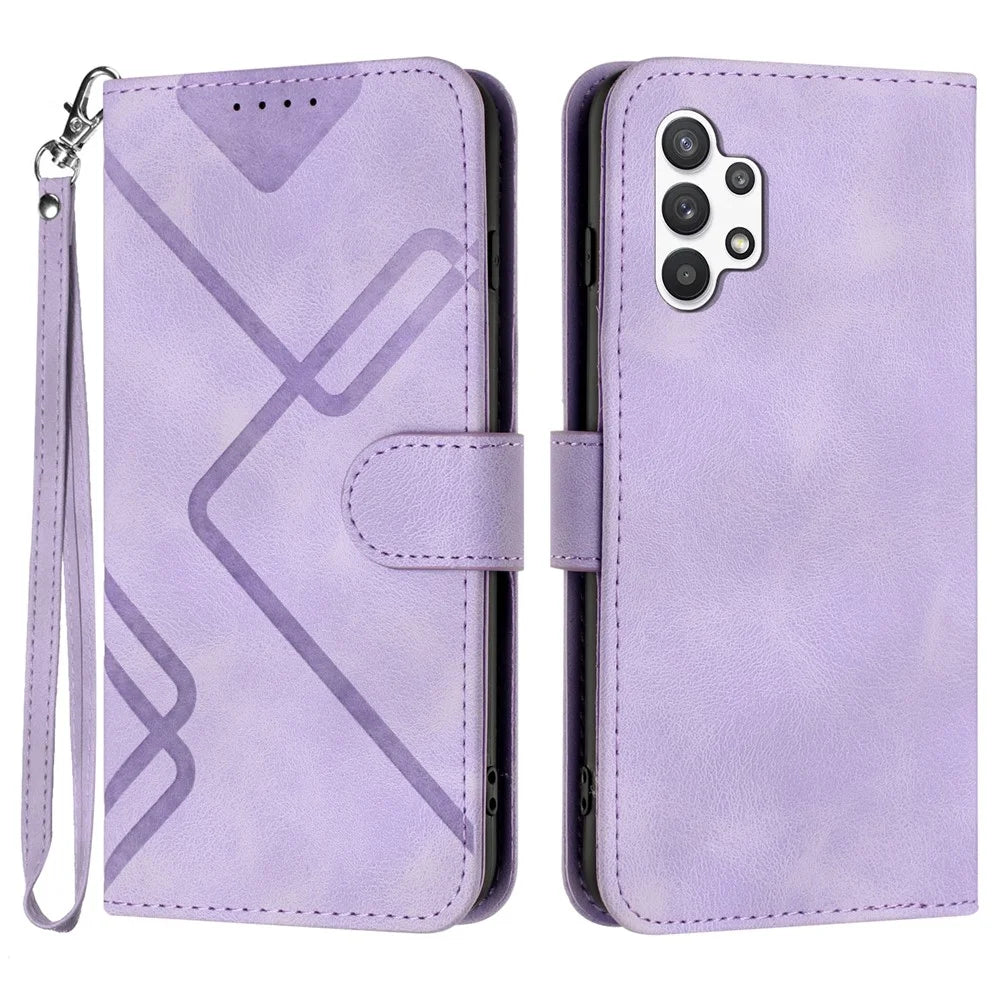 YX0040 For Samsung Galaxy A13 4G Imprinted Phone Wallet Case PU Leather Foldable Stand Cover - Light Purple - 1