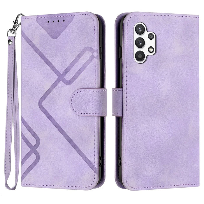 YX0040 For Samsung Galaxy A13 4G Imprinted Phone Wallet Case PU Leather Foldable Stand Cover - Light Purple - 1