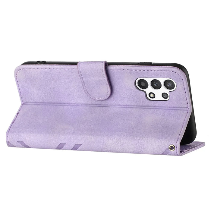 YX0040 For Samsung Galaxy A13 4G Imprinted Phone Wallet Case PU Leather Foldable Stand Cover - Light Purple - 4