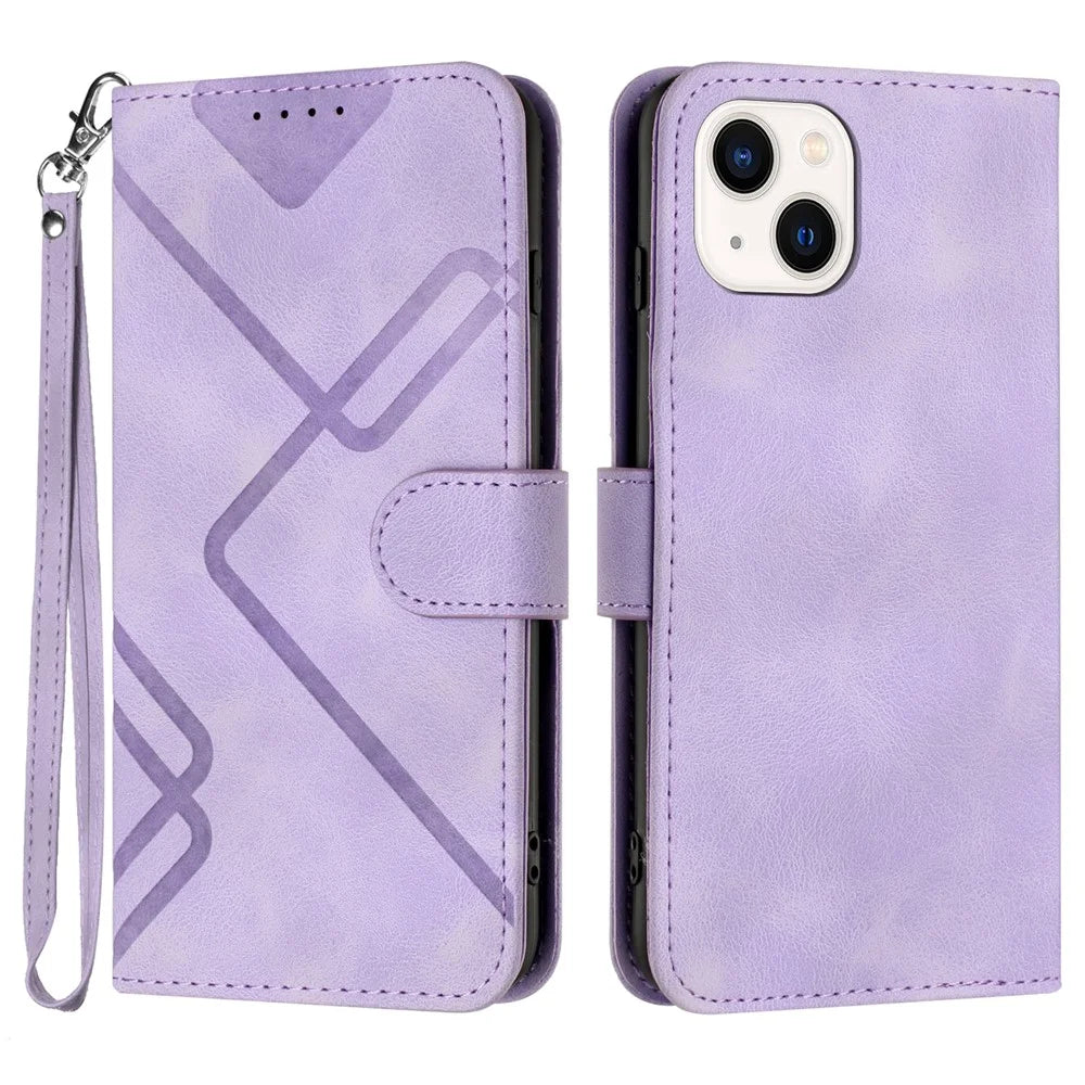 YX0040 For iPhone 13 mini 5.4 inch Stylish Imprinted Phone Case PU Leather Wallet Stand Cover - Light Purple - 1