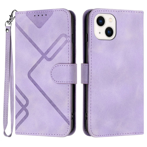 YX0040 For iPhone 13 mini 5.4 inch Stylish Imprinted Phone Case PU Leather Wallet Stand Cover - Light Purple - 1