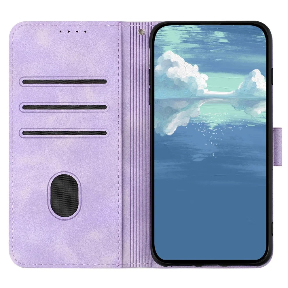 YX0040 For iPhone 13 mini 5.4 inch Stylish Imprinted Phone Case PU Leather Wallet Stand Cover - Light Purple - 2