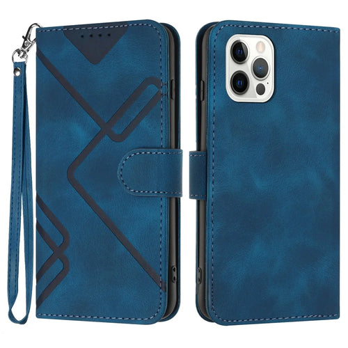 YX0040 For iPhone 13 Pro Max 6.7 inch Imprinted Flip Stand Shell PU Leather Wallet Phone Case - Sapphire - 1