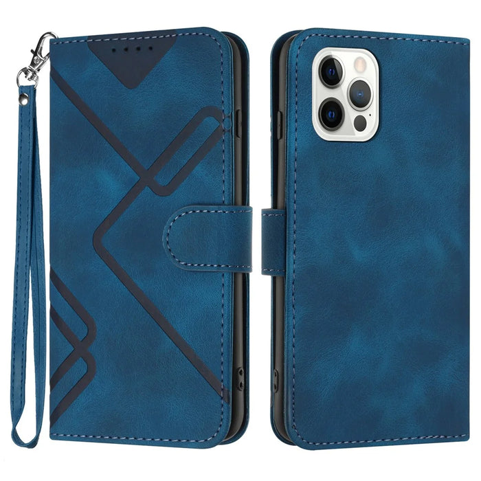 YX0040 For iPhone 13 Pro Max 6.7 inch Imprinted Flip Stand Shell PU Leather Wallet Phone Case - Sapphire - 1