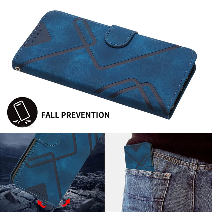 YX0040 For iPhone 13 Pro Max 6.7 inch Imprinted Flip Stand Shell PU Leather Wallet Phone Case - Sapphire - 5