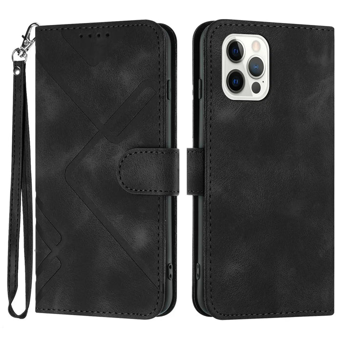 YX0040 For iPhone 14 Pro Max Leather Wallet Phone Case Imprinted Stand Protective Cover - Black - 1
