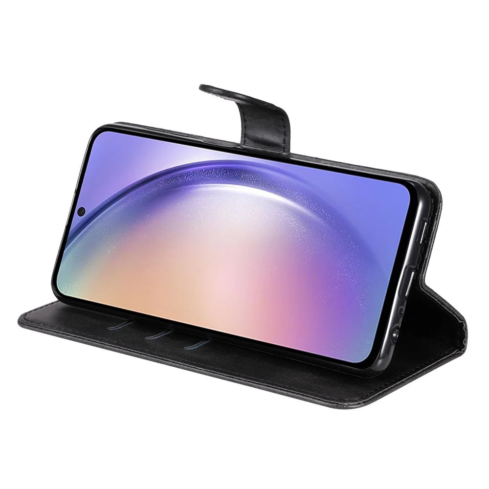 For Samsung Galaxy M54 5G / F54 5G PU Leather Zipper Pocket Phone Case Calf Texture Wallet Stand Cover - Black - 4