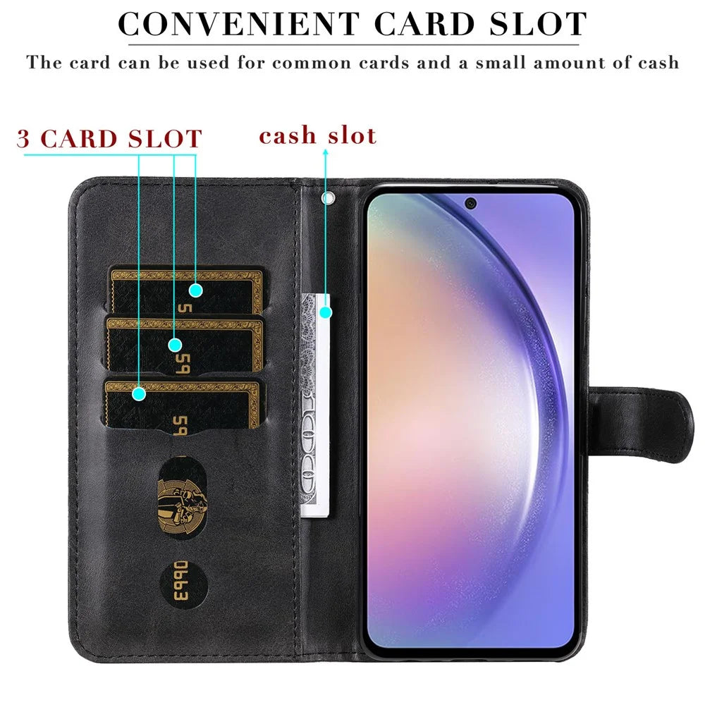 For Samsung Galaxy M54 5G / F54 5G PU Leather Zipper Pocket Phone Case Calf Texture Wallet Stand Cover - Black - 5