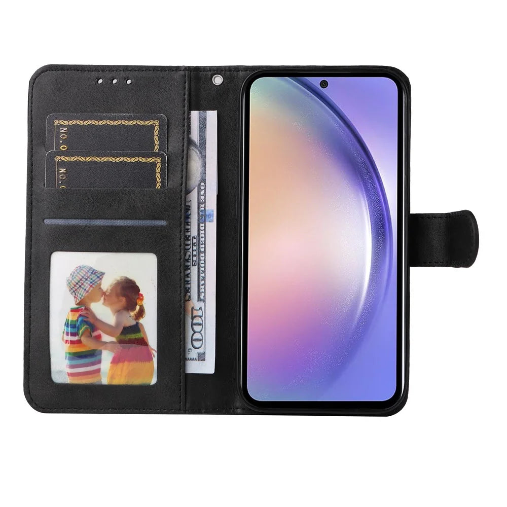 For Samsung Galaxy M54 5G / F54 5G Flip Protective Phone Cover PU Leather Calf Texture Stand Wallet Case - Black - 2