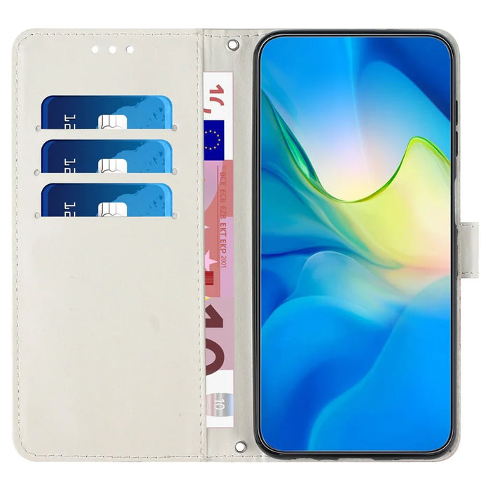 For Samsung Galaxy M14 5G Marble Pattern Flip Phone Case PU Leather Stand Wallet Cover with Strap - Rose Gold - 2