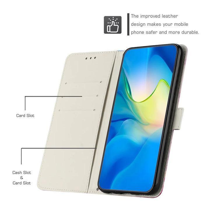 For Samsung Galaxy M14 5G Marble Pattern Flip Phone Case PU Leather Stand Wallet Cover with Strap - Rose Gold - 4
