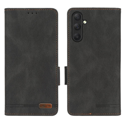 For Samsung Galaxy M54 5G / F54 5G Wallet Phone Case Hardware Decor PU Leather Cover with Stand - Black - 1