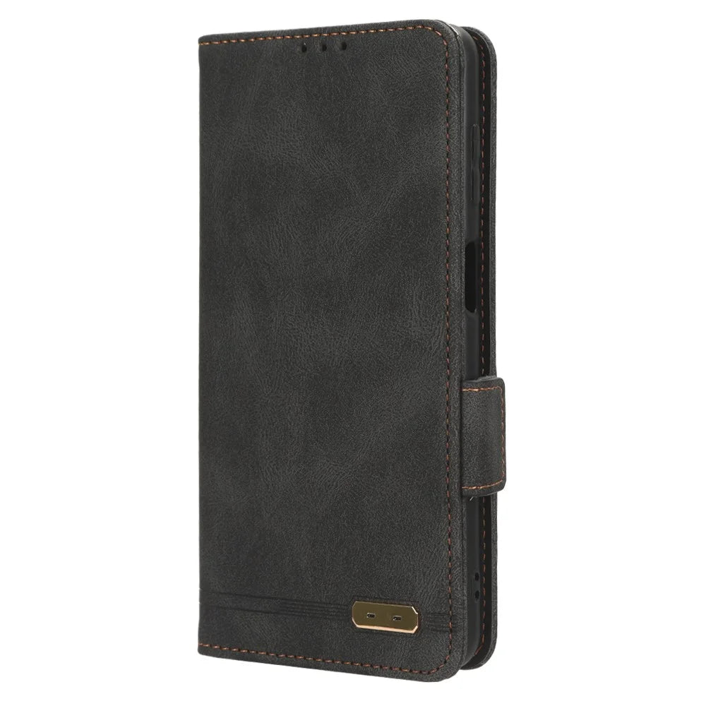 For Samsung Galaxy M54 5G / F54 5G Wallet Phone Case Hardware Decor PU Leather Cover with Stand - Black - 6