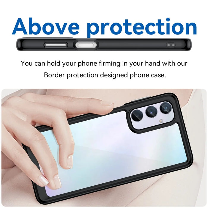 For Samsung Galaxy M54 5G / F54 5G TPU+Acrylic Back Phone Cover Clear Protective Case - Black - 4