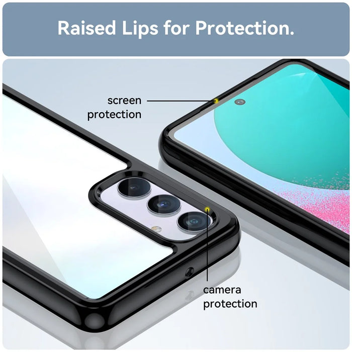 For Samsung Galaxy M54 5G / F54 5G TPU+Acrylic Back Phone Cover Clear Protective Case - Black - 6