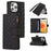 For iPhone 12 / 12 Pro 6.1 inch Zipper Pocket Leather Protective Shell Wallet Stand Phone Case with 9 Card Slots - Black - 1