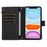 For iPhone 11 Zipper Pocket Leather Wallet Phone Case 9 Card Slots Rhombus Imprinted Stand Shell - Black - 2