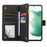 For Samsung Galaxy S22 5G 9 Card Slots Zipper Pocket PU Leather Phone Case Rhombus Imprint Stand Wallet Cover - Black - 5