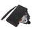 For Samsung Galaxy S22 5G 9 Card Slots Zipper Pocket PU Leather Phone Case Rhombus Imprint Stand Wallet Cover - Black - 6
