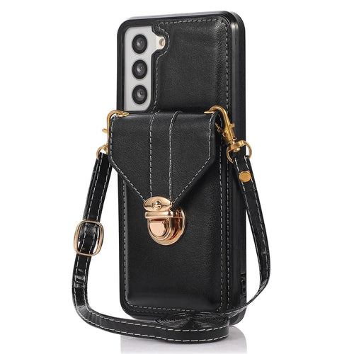 Anti-drop Case for Samsung Galaxy S21+ 5G Card Holder Kickstand PU Leather+TPU Phone Cover - Black - 1