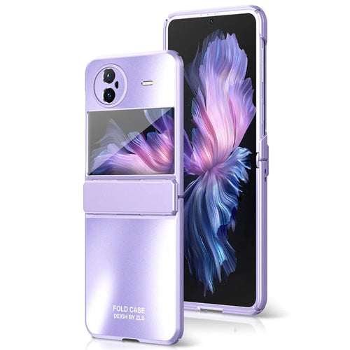 For vivo X Flip Electroplating PC Phone Case Anti-Fall Matte Cover - Purple - 1