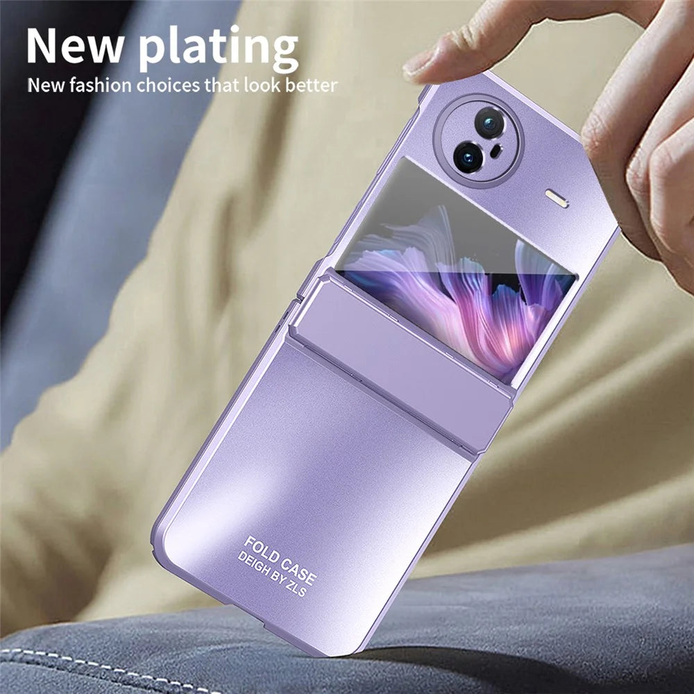 For vivo X Flip Electroplating PC Phone Case Anti-Fall Matte Cover - Purple - 5