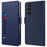 For Sony Xperia 1 V Shockproof Leather Case Mirror Design Stand Card Holder Phone Cover - Blue - 1