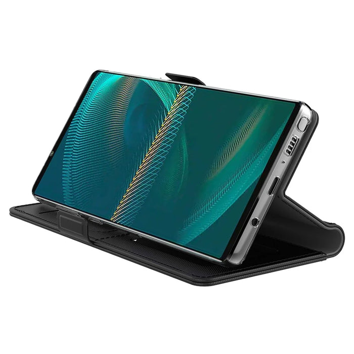 For Sony Xperia 1 V Shockproof Leather Case Mirror Design Stand Card Holder Phone Cover - Blue - 3