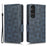 For Sony Xperia 1 V Cell Phone Cover Stand Wallet Imprinted Triangle PU Leather Phone Case - Blue - 1
