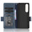 For Sony Xperia 1 V Cell Phone Cover Stand Wallet Imprinted Triangle PU Leather Phone Case - Blue - 4
