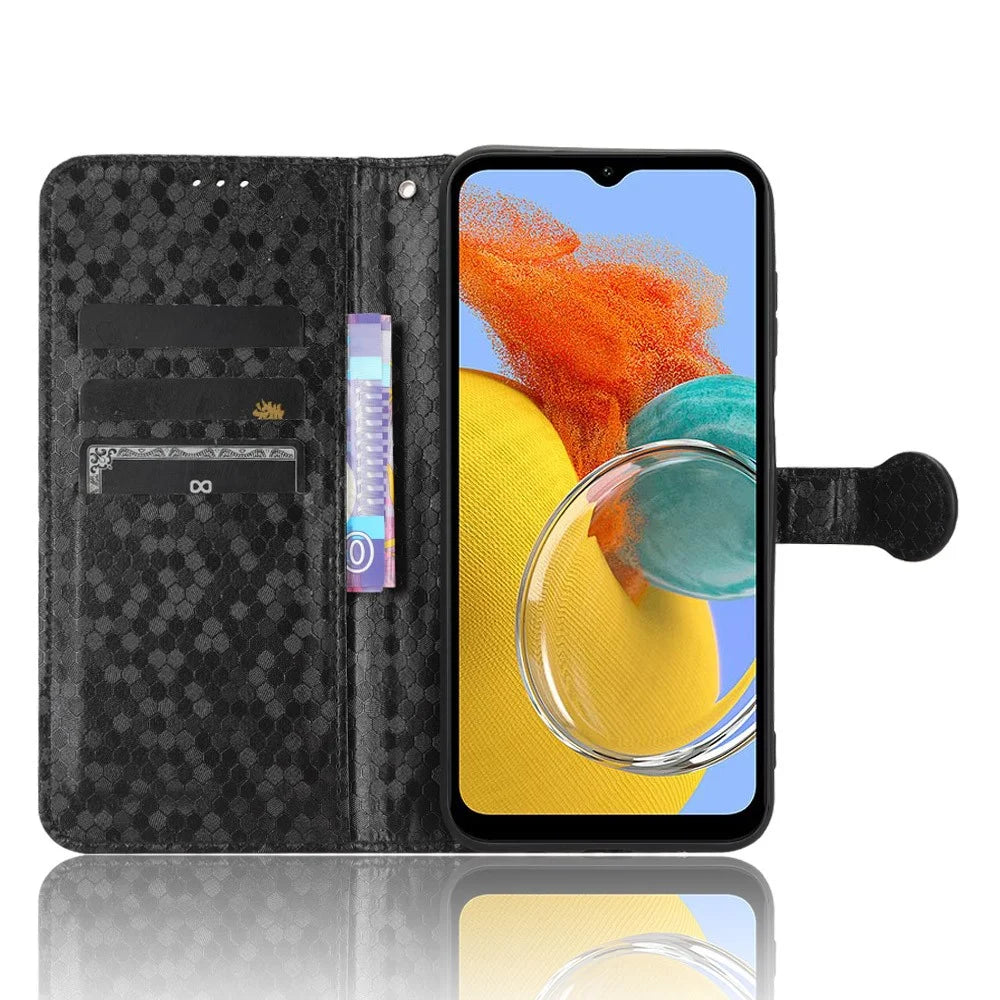 For Samsung Galaxy M54 5G / F54 5G Leather Phone Case Imprinted Dot Pattern Smartphone Cover with Stand Wallet - Black - 2