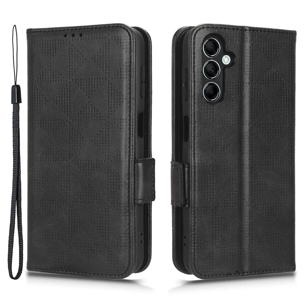 For Samsung Galaxy M54 5G / F54 5G PU Leather Wallet Phone Case Imprinted Triangle Phone Cover with Stand - Black - 1