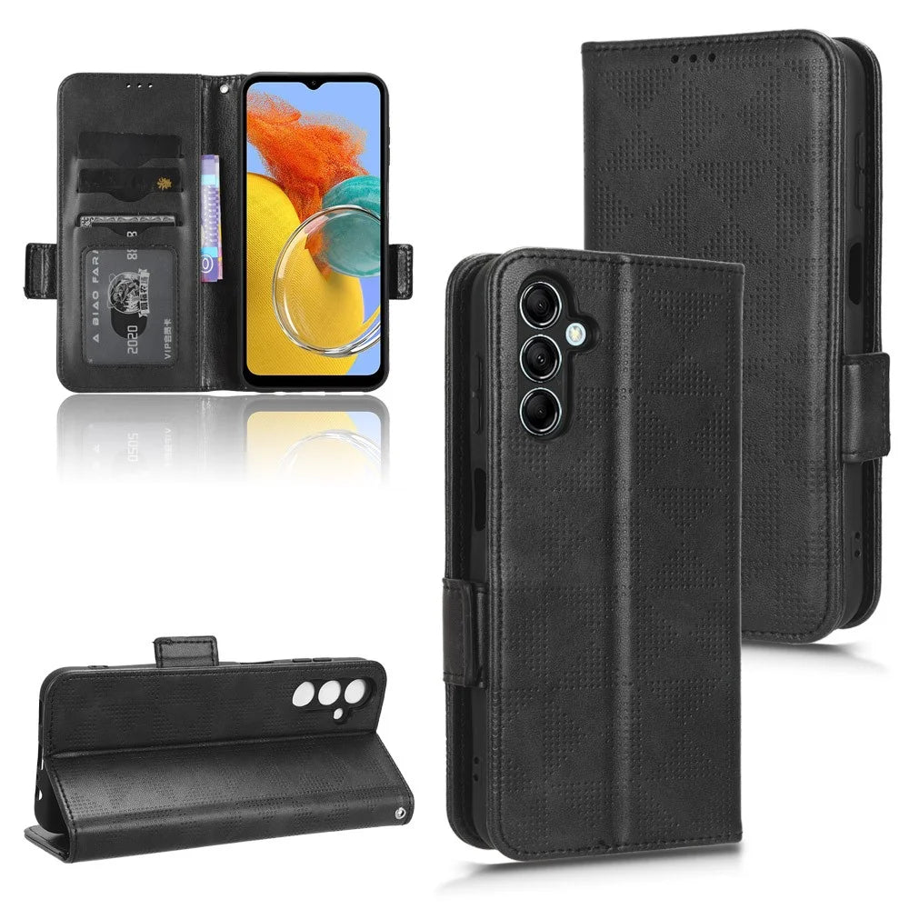 For Samsung Galaxy M54 5G / F54 5G PU Leather Wallet Phone Case Imprinted Triangle Phone Cover with Stand - Black - 7