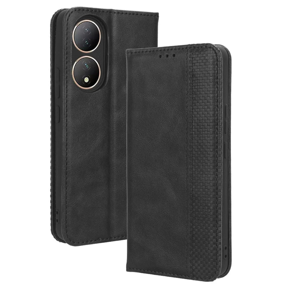 For vivo Y100 5G / T2 5G Magnetic Closing PU Leather Anti-drop Case Stand Wallet Phone Cover - Black - 1