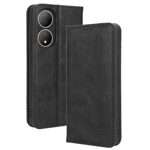 For vivo Y100 5G / T2 5G Magnetic Closing PU Leather Anti-drop Case Stand Wallet Phone Cover - Black - 1