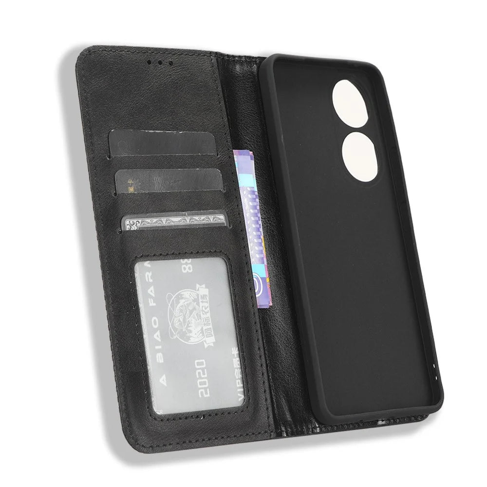 For vivo Y100 5G / T2 5G Magnetic Closing PU Leather Anti-drop Case Stand Wallet Phone Cover - Black - 2
