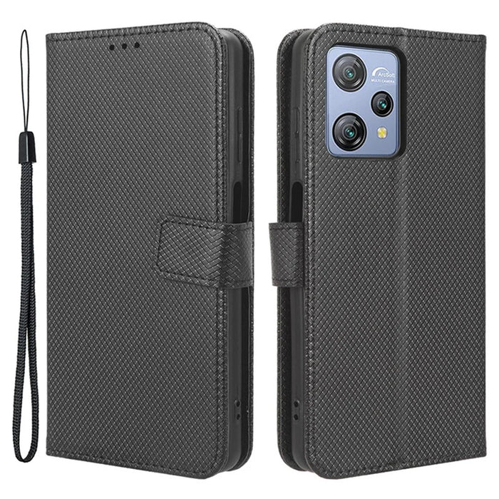Diamond Texture Shell for Blackview A53 / A53 Pro PU Leather Wallet Case Flip Stand Phone Cover - Black - 1