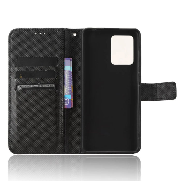 Diamond Texture Shell for Blackview A53 / A53 Pro PU Leather Wallet Case Flip Stand Phone Cover - Black - 4