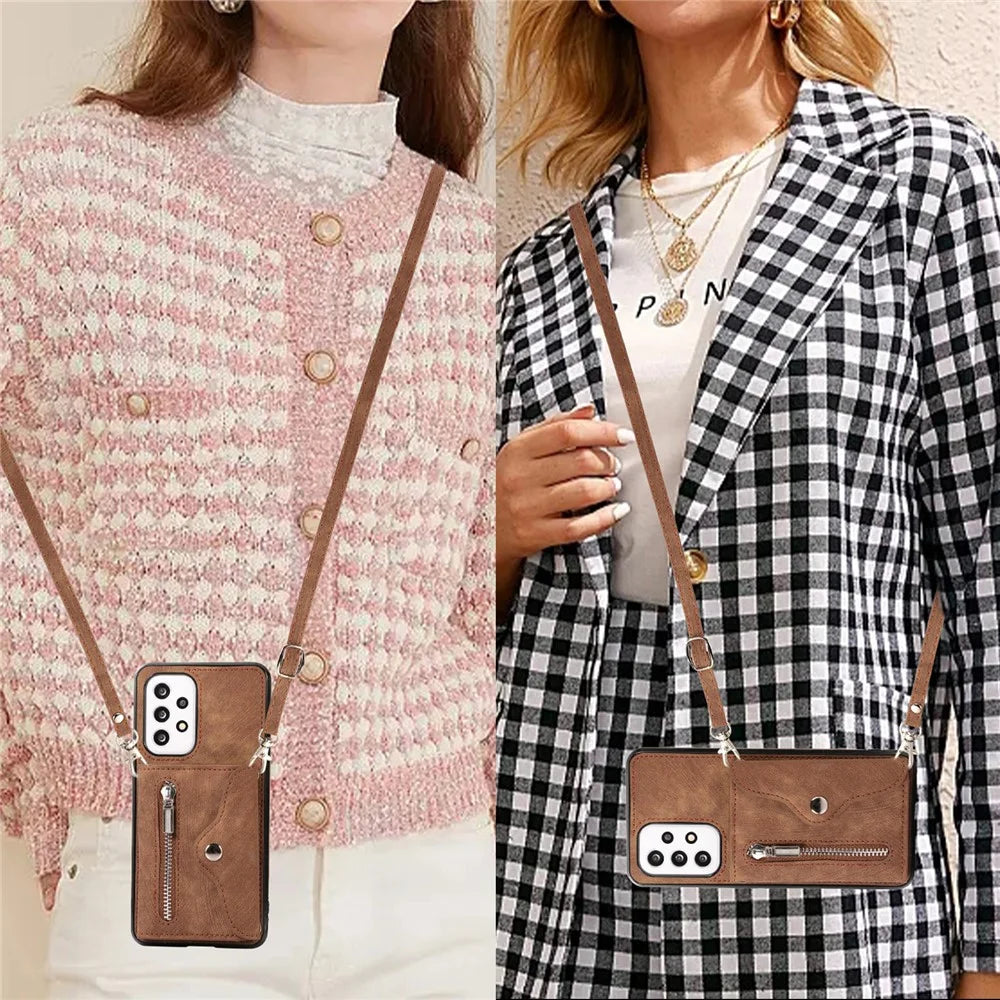For Samsung Galaxy A53 5G Anti-Fingerprint Cover Kickstand PU Leather+TPU Cell Phone Case with RFID Blocking Card Bag - Brown - 3