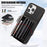 For iPhone 14 Pro PU Leather+TPU Scratch Proof Phone Case Kickstand Cover with RFID Blocking Card Bag - Black - 6