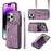 For iPhone 14 Pro Max PU Leather+TPU Phone Case Kickstand Back Cover with RFID Blocking Card Bag - Purple - 1