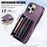 For iPhone 14 Pro Max PU Leather+TPU Phone Case Kickstand Back Cover with RFID Blocking Card Bag - Purple - 7