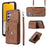 Smartphone Case for Samsung Galaxy A13 5G PU Leather+TPU Kickstand Shell with RFID Blocking Card Bag - Brown - 1