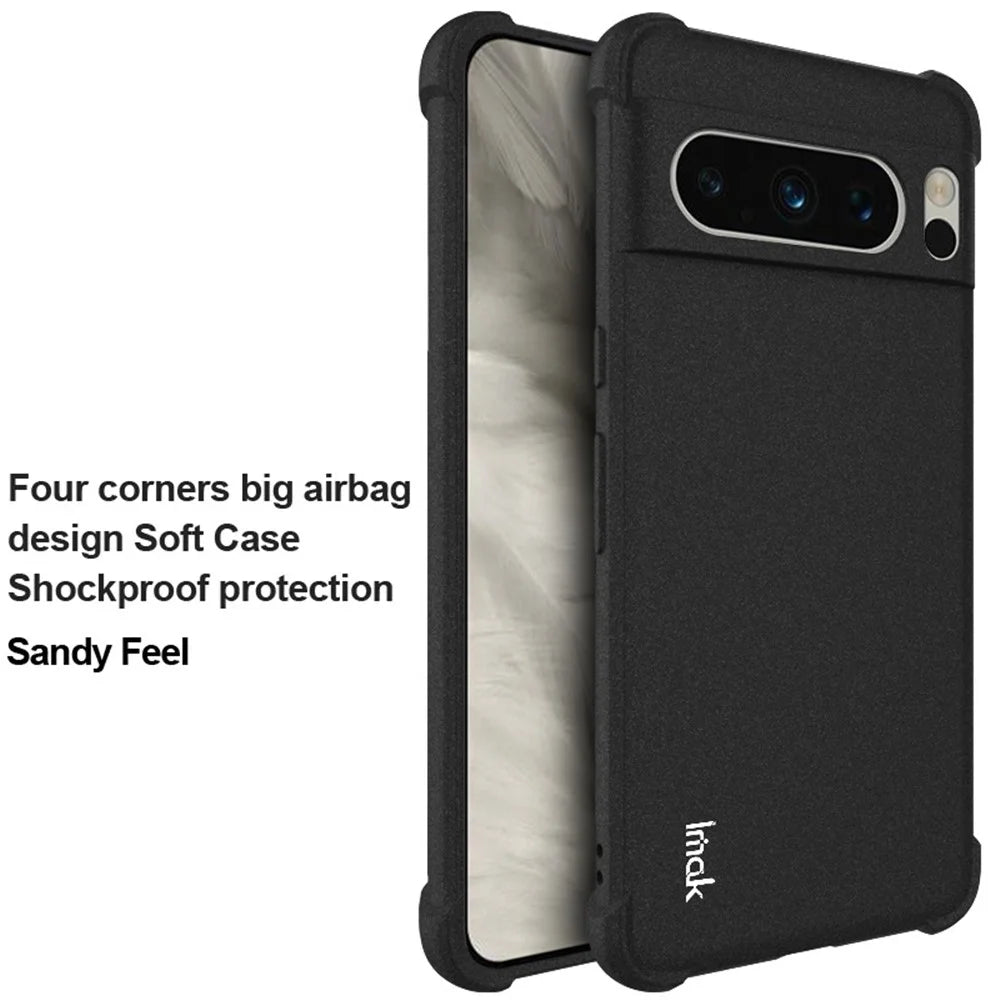 IMAK For Google Pixel 8 Pro Phone Case Matte TPU Shockproof Back Protector Cover - Black - 2