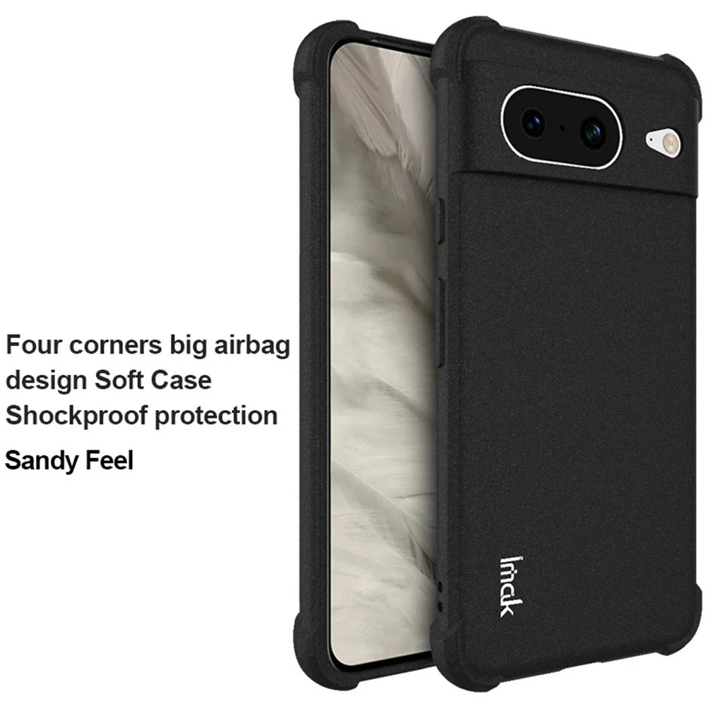 IMAK For Google Pixel 8 Scratch Resistant Phone Case Matte TPU Back Protector Cover - Black - 2