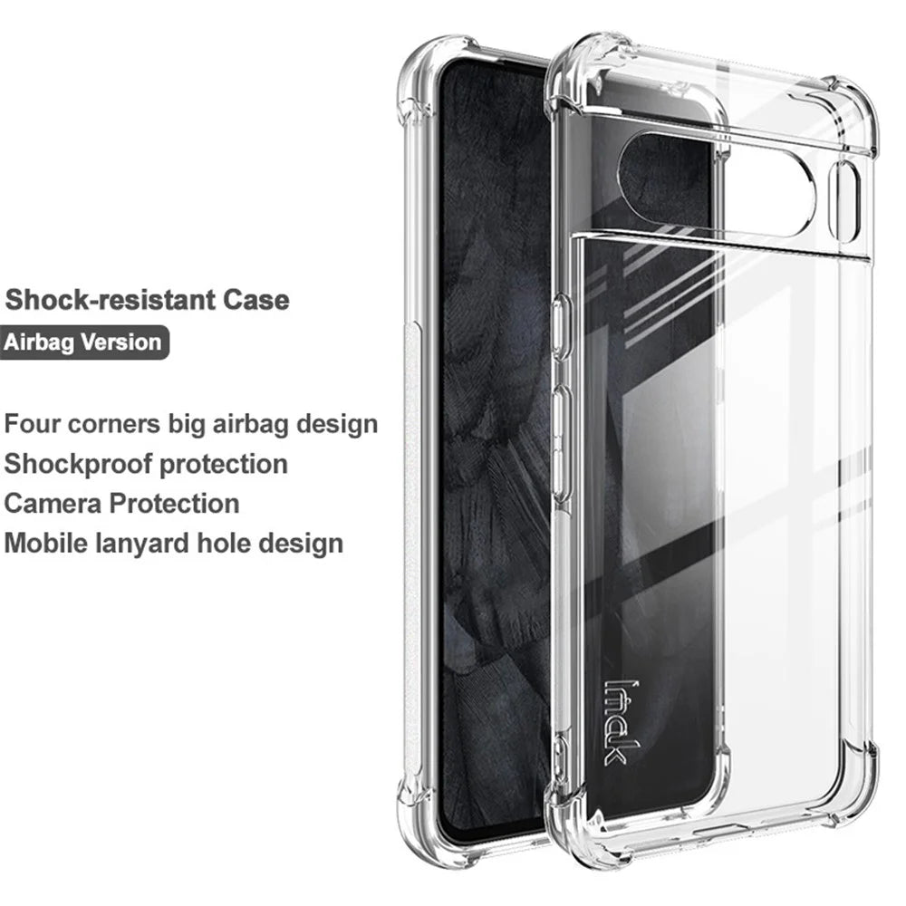 IMAK Clear Case for Google Pixel 8 Pro , Soft TPU Drop Resistant Phone Back Protector Cover - Transparent - 2