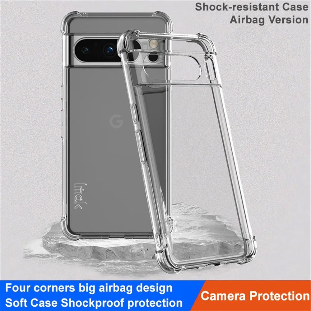 IMAK Clear Case for Google Pixel 8 Pro , Soft TPU Drop Resistant Phone Back Protector Cover - Transparent - 3